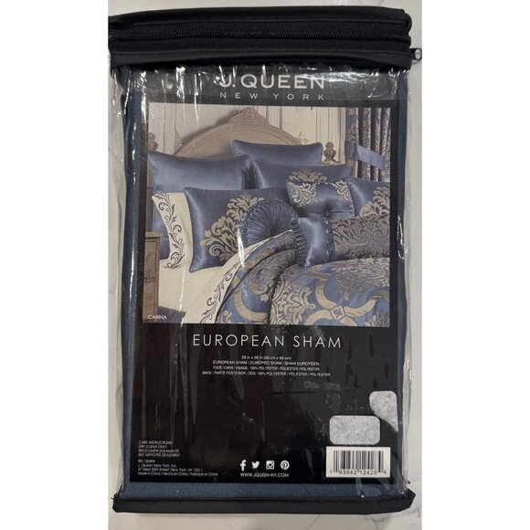 J. Queen New York CARINA European Sham 26" x 26" SOLID BLUE NEW - Picture 7 of 8